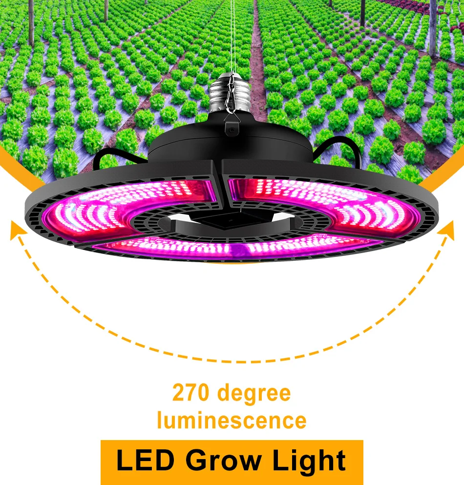 LED folding plant light E27 waterproof plant growth light greenhouse succulent fill light potted plant E26