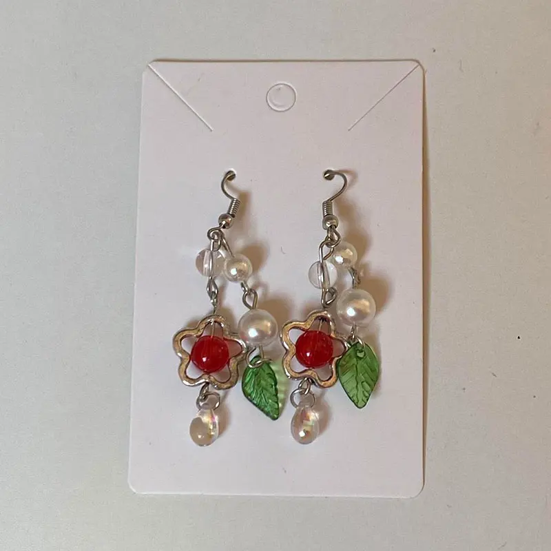 

Flower Beaded Earrings Leaf Fairy Tale Leprechaun Earrings
