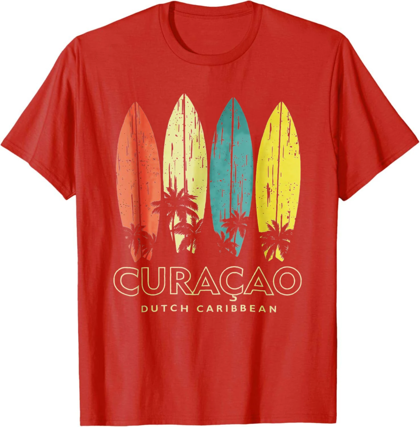 Фото Футболка Curacao Retro Surfboards в винтажном стиле для мальчиков, девочек, мужчин и женщин, хлопковая футболка с графическим принтом, уличная одежда, Ropa Hombre №5
