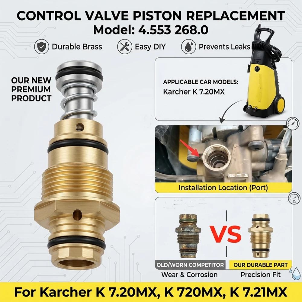 Фото Новый улучшенный управляющий поршень для клапана Kärcher K 7.20MX K 720MX K 7.21MX, номер 4.553.268.0 №1