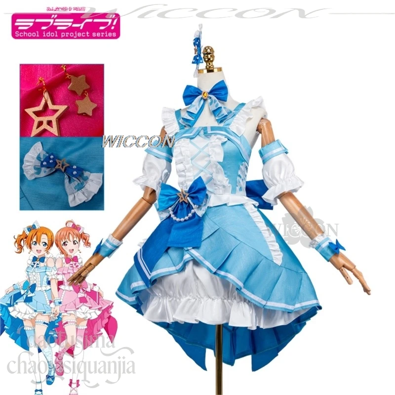 Фото Специальная коллаборация с аниме Lovelive μ's & Aqours: платье-торт для Хоноки Коусаки, милое синее платье айдола, сладкий костюм в стиле лолита. №3