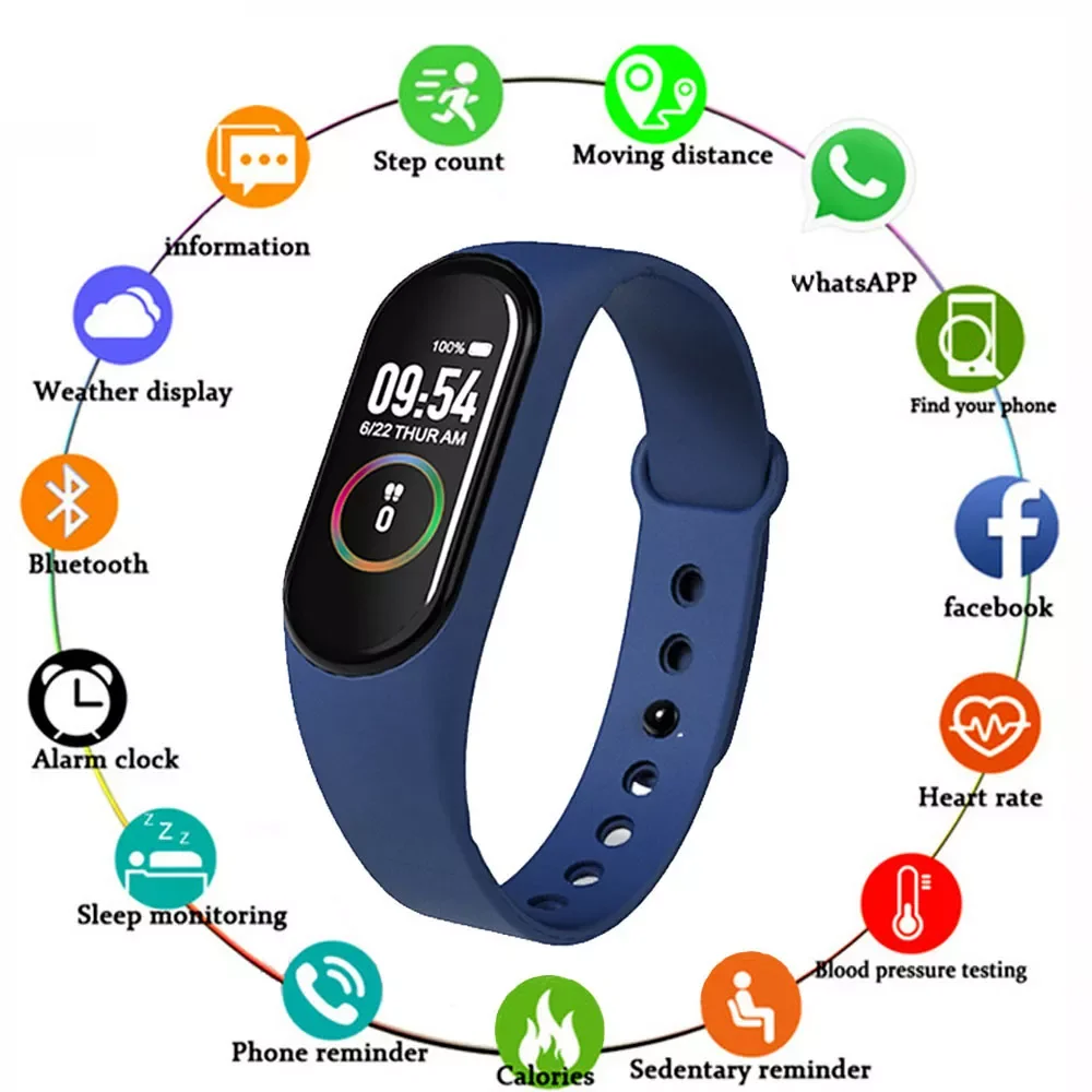 

M4 Smart Watch For Men Women Heart Rate Fitness Tracker Blood Pressure Monitor Waterproof Wristwatch Sport Health Smart Bracelet