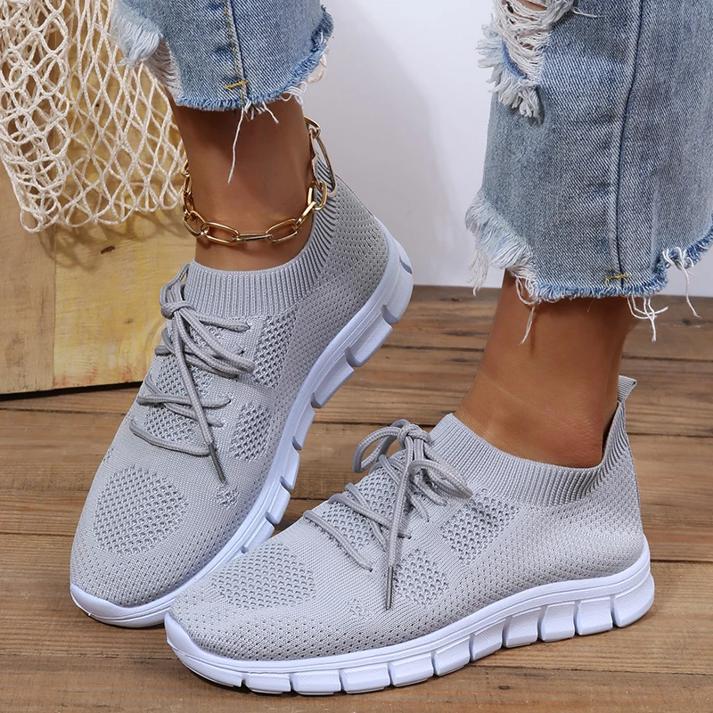 

Ricaqico Womens Breathable Mesh Knit Sneakers 2022 Summer Comfy Flat Shoes Loafers Women Slip on Plus Size 44 Casual Shoes Woman