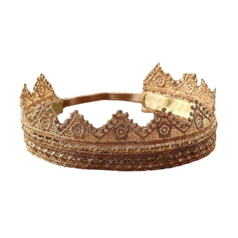 

Эластичные повязки на голову с короной, реквизит для фотосъемки принцессы, кружевная корона, тиара на день рождения, Прямая