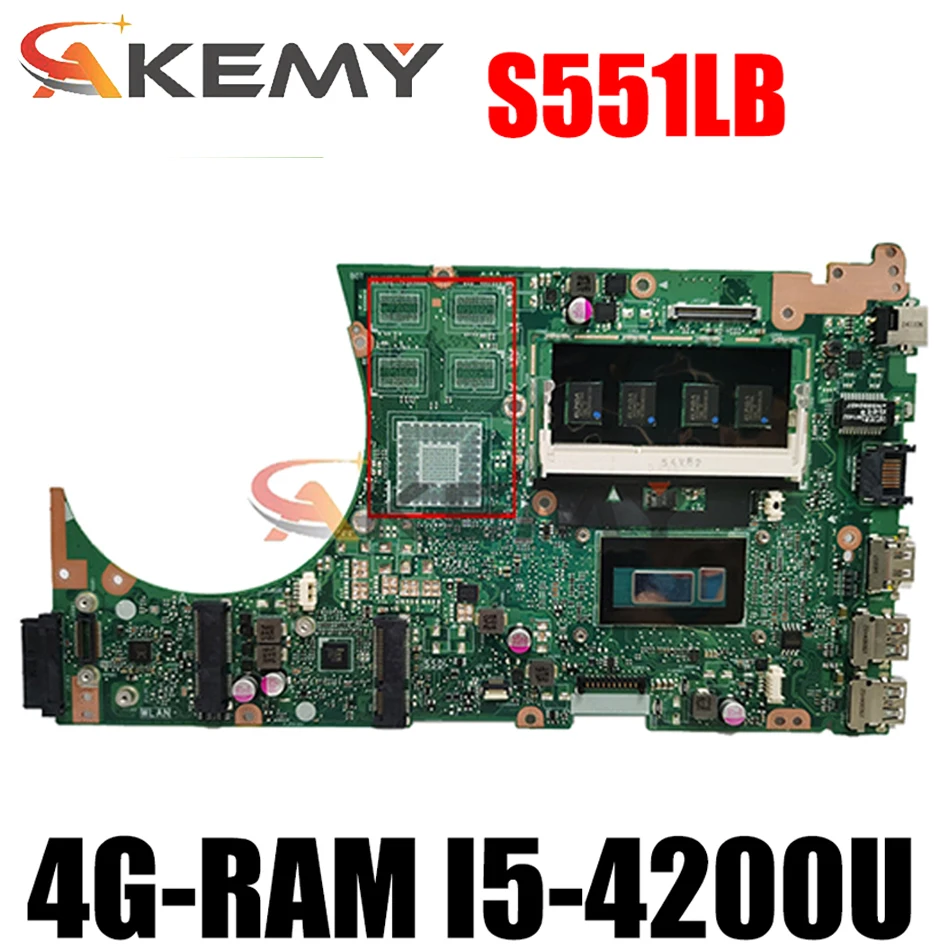 

Akemy S551LB Laptop motherboard for ASUS VivoBook S551LA S551LN S551L R553L original mainboard 4G-RAM I5-4200U GM