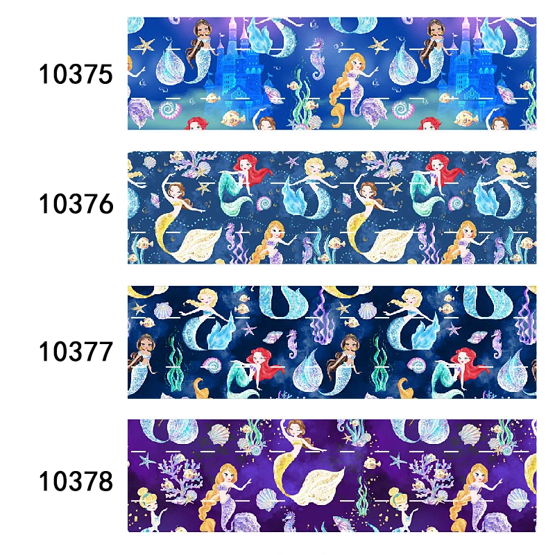 

50yards Disney Mermaid Princess Grosgrain Ribbon for Hairbow Packing DIY Craft Accessories