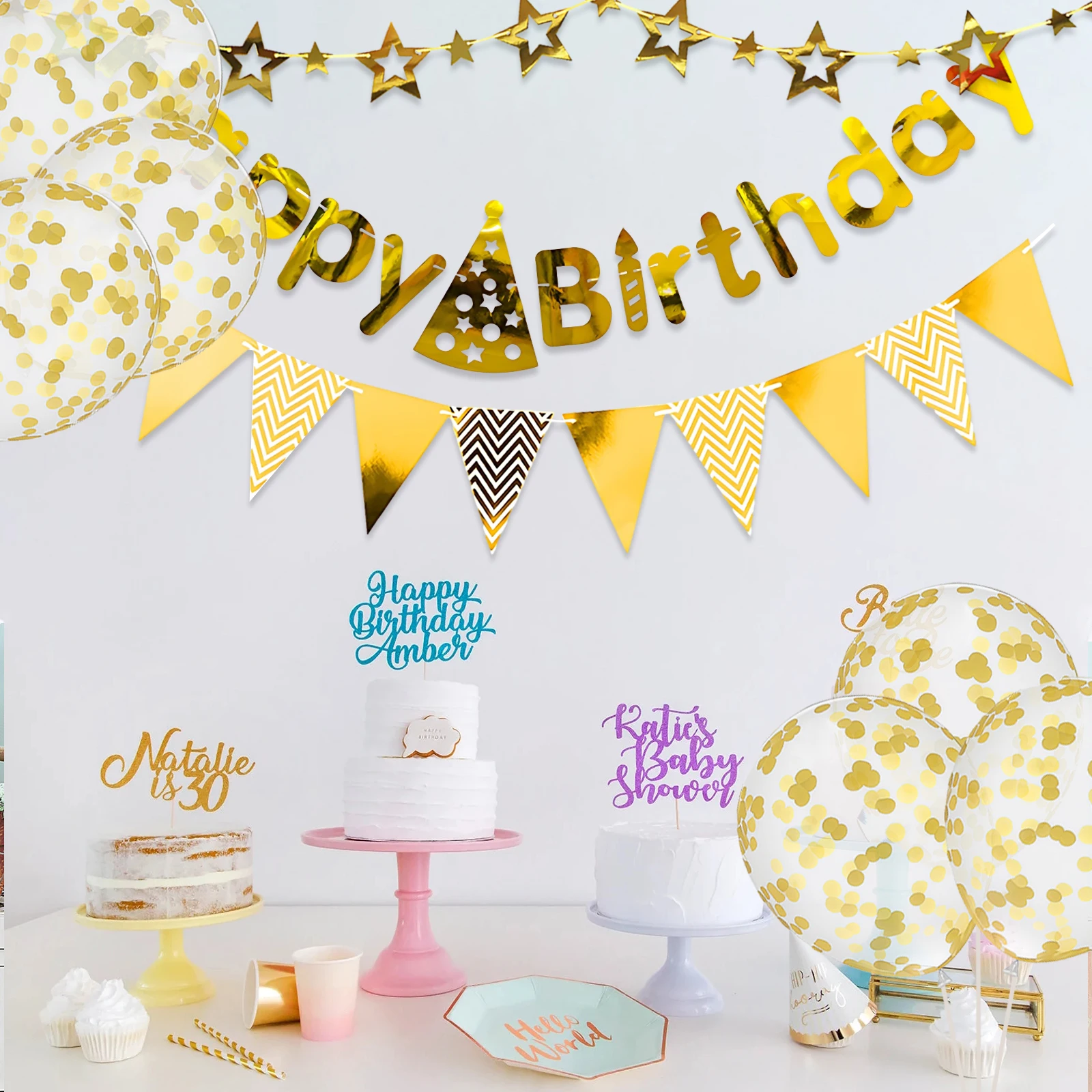Набор из 11 предметов для вечеринки в честь Дня Рождения баннер треугольный