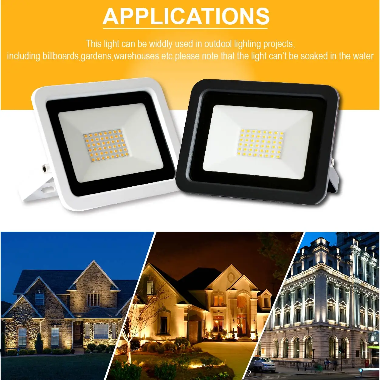 Outdoor Led Floodlight 220V 100W 50W 30W 20W 10W Waterproof IP68 Spotlights For Garden Street Lamps Cottages Garage Wall Lights