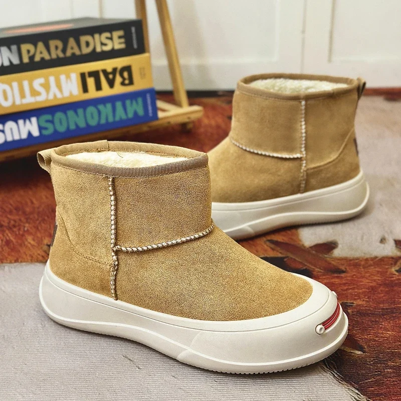 Мужские ботинки Мужская плюшевая зимняя повседневная обувь в лаконичном стиле