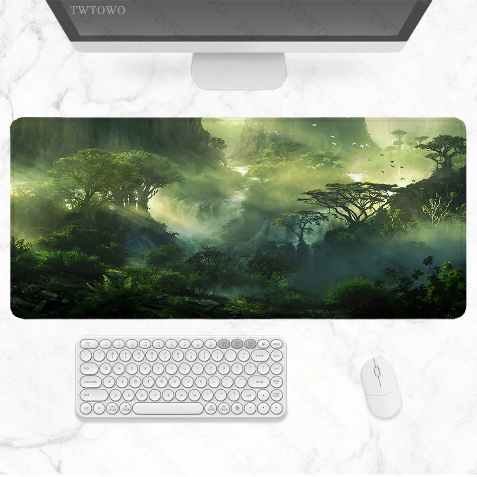 

Fantasy Forest Green Landscape Tree Mouse Pad Gaming XL Custom Home Mousepad XXL Keyboard Pad Mouse Mat Non-Slip Natural Rubber