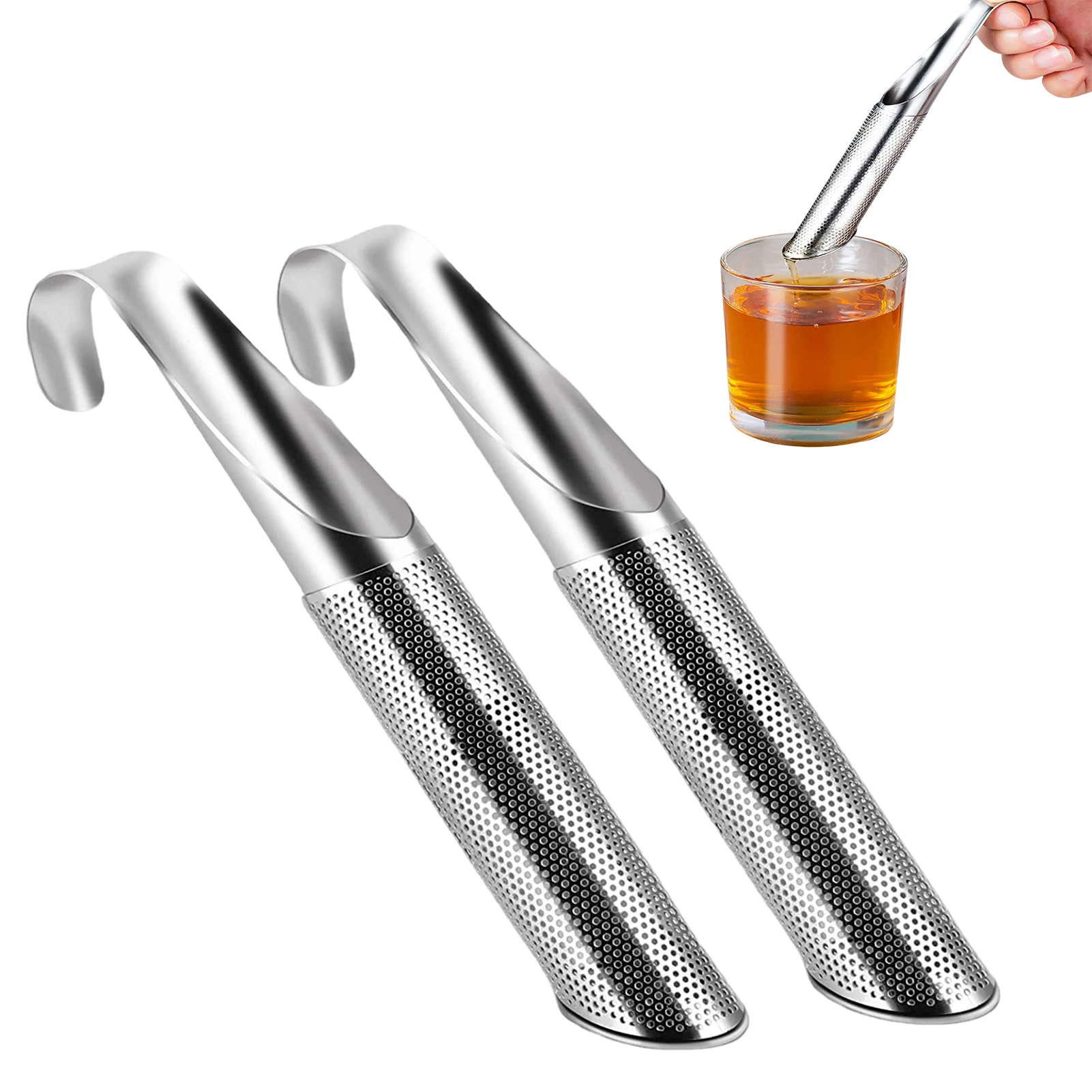 

Tea Infuser Stainless Steel Stick Pipe Tea Steeper Strainer With Hook Reusable Loose Tea Steeper With Long Handle Fine Mes Tea