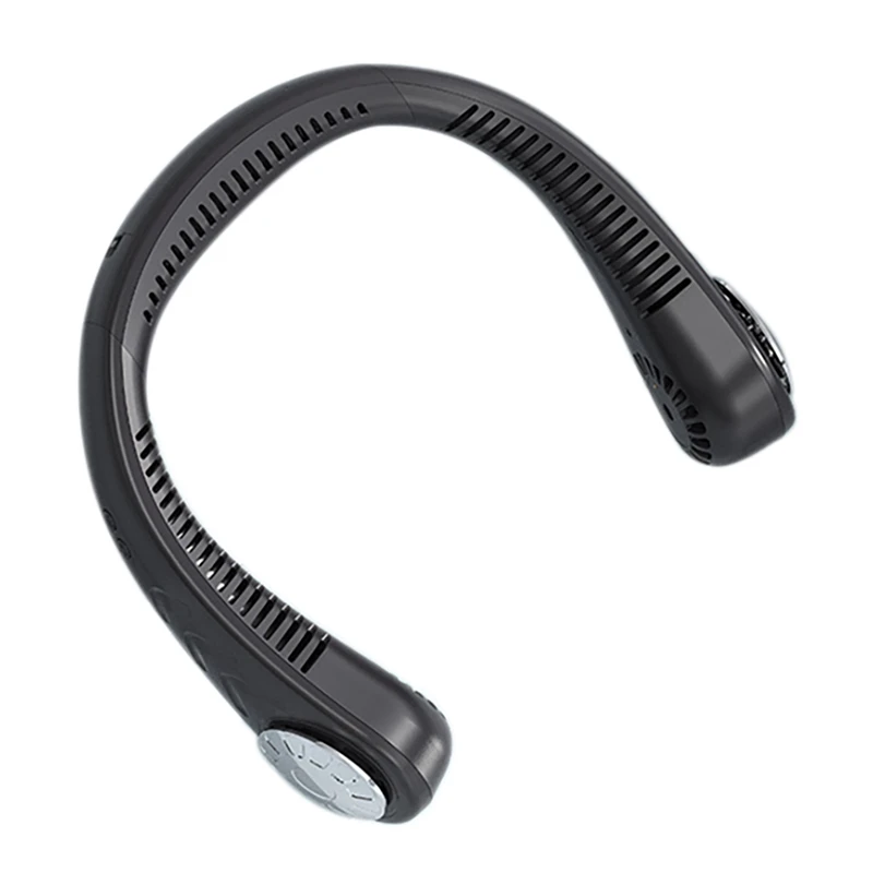 

Neck-Mounted Fan USB Rechargeable Hanging Fan 3-Speed Wind Speed Silent Leafless Fan Office Home Sports Travel(Black)