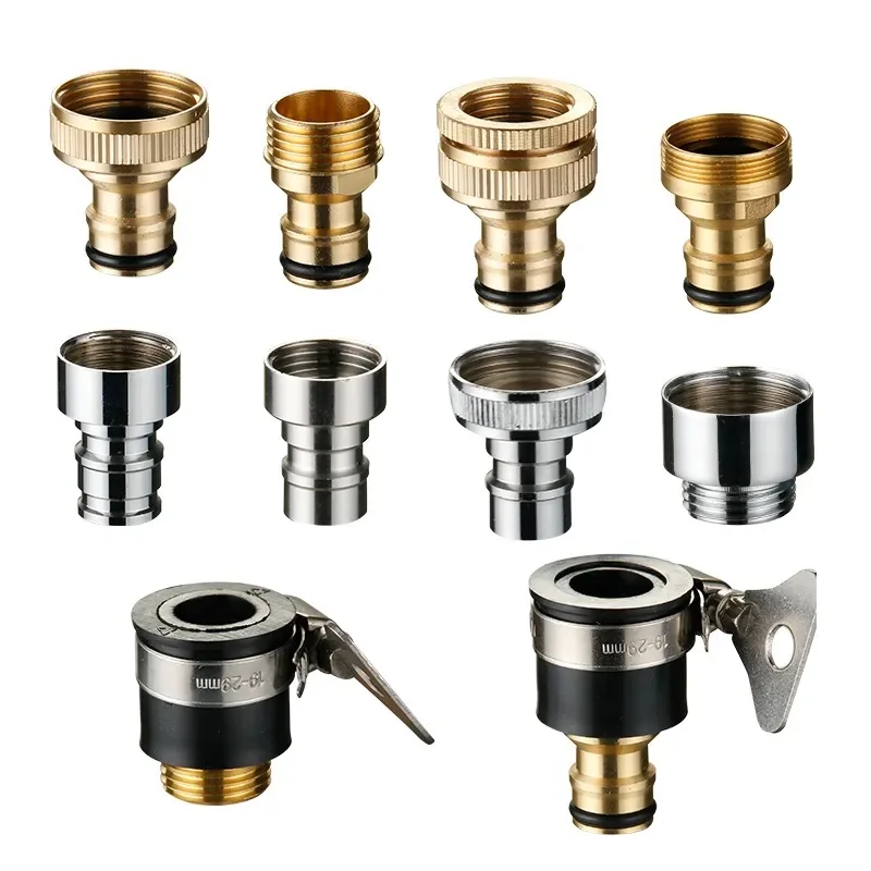 

Faucet Adapter Kit Brass Faucet Tap Connector Garden Tube Quick Connector 4/6 points universal