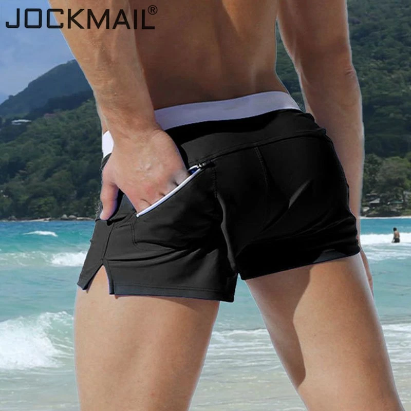 JOCKMAIL Man Swim Trunks Men Swimwear Low Waist Sexy Boxers Beachwear Shorts Men's Swim Brief Swimsuit Water Gay Men Suit Under