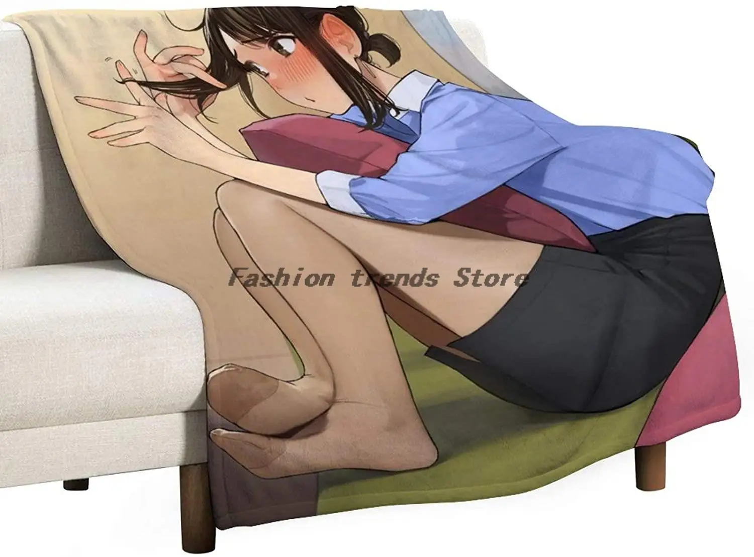 

3D Printed Blanket | Anime Shy Waifu Manga Cartoon Characters Blanket Quilt | Soft Plush Fleece Sherpa Throw Blanket Gift