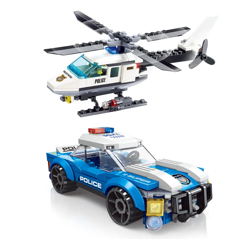 Строительные блоки вертолет городской полиции Car Plane MOC, Классическая модель самолета, сборные блоки, развивающая игрушка для детей, подарки