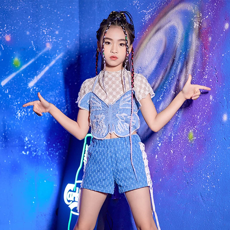 

Children Kpop Outfit Summer Hip Hop Dancing Clothes Teen Girls Jazz Dance Stage Costume Fashion Catwalk Show Clothing VDB5460