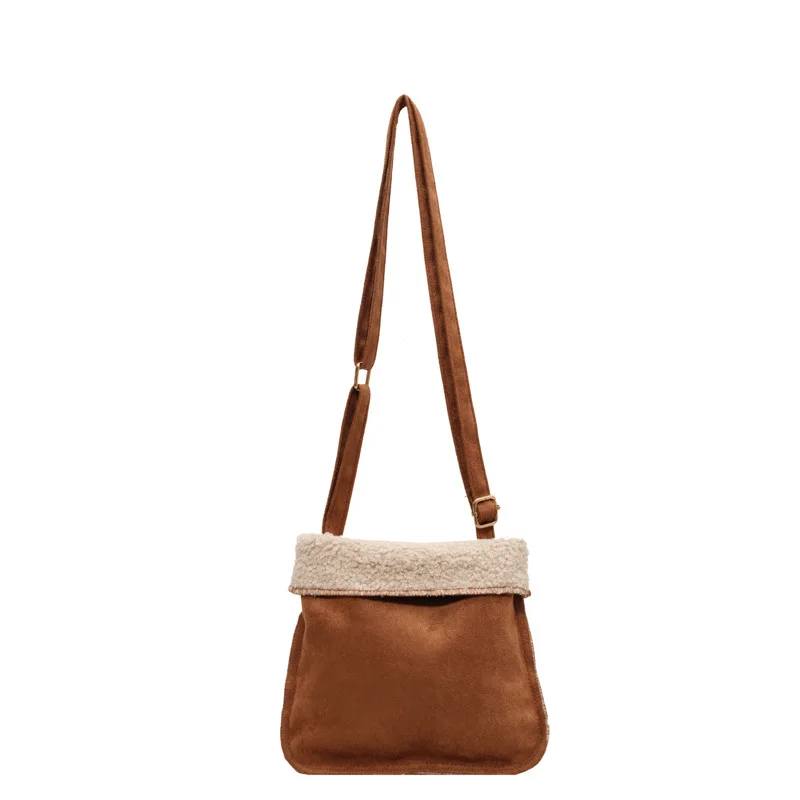 Замшевая сумка через плечо из меха ягненка осень-зима новая корейская простая