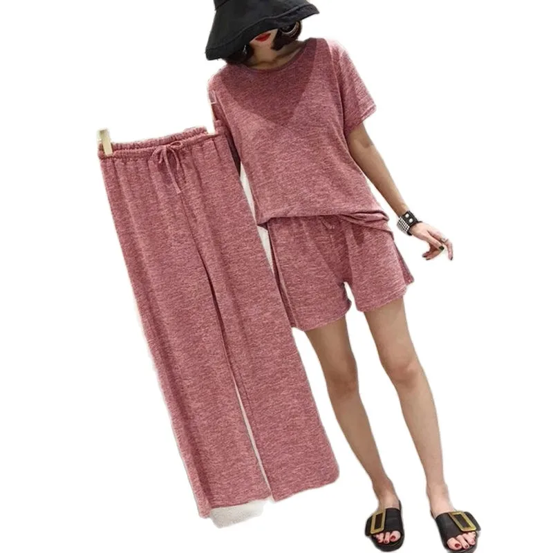 

Women Summer Suit Leisure Suit Women New Fashion Clothing Suit Female Cotton Home Wear Clothes Women Short Sleeve Suits P3 196