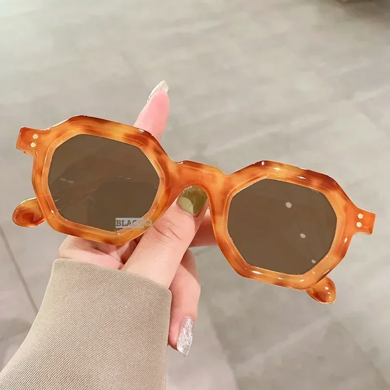 Ретро многоугольные квадратные солнцезащитные очки модные женские маленькие