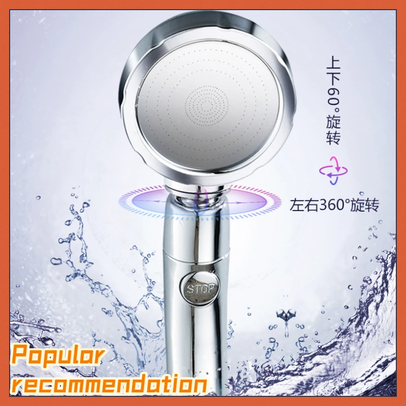 

360 Degrees Rotating Shower Head Adjustable Water Saving Shower Head 3 Mode Shower Water Pressure Shower Head With Stop Button