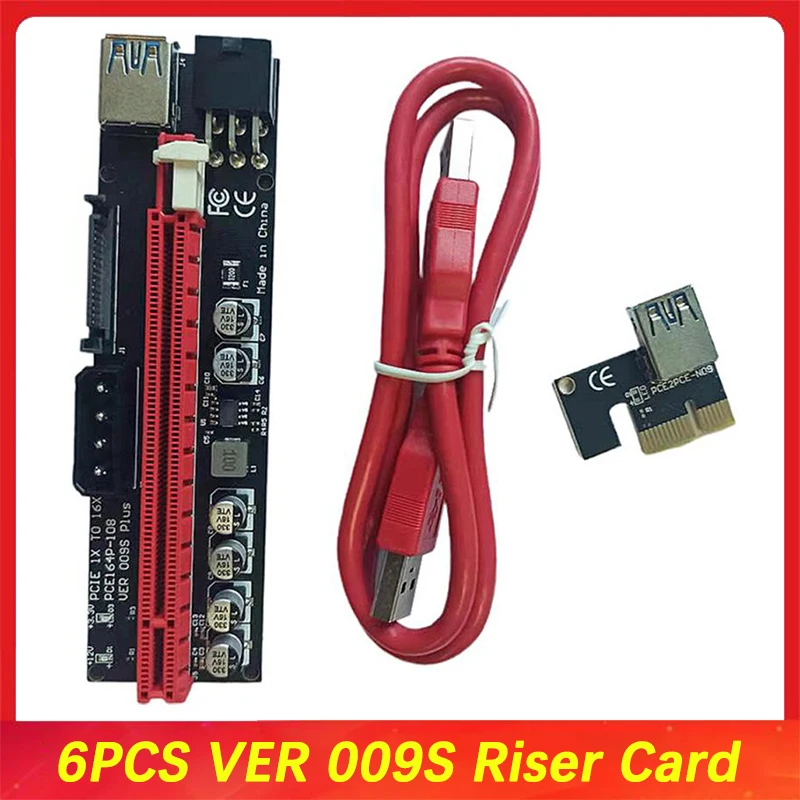 

1-6 шт. VER009 USB 3.0 PCI-E Райзер VER 009S Экспресс 1X 4x 8x 16x Райзер-адаптер карта SATA 15 контактов на 6 контактов кабель питания