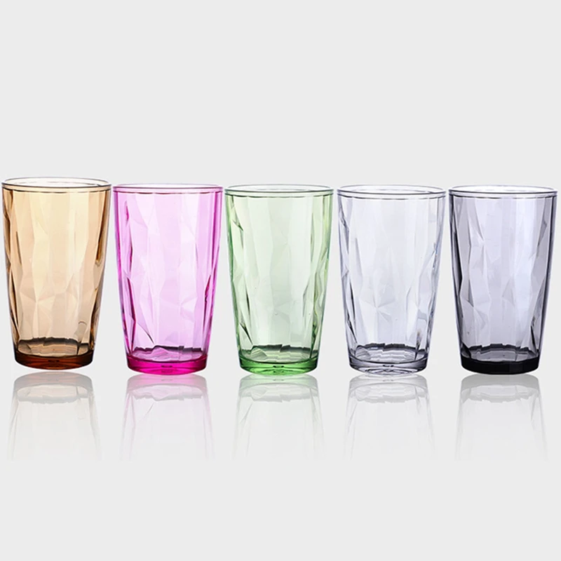 

500ML Colorful Diamond Drinking Glasses Premium Acrylic Bar Drink Juice Cup Hotel Restaurant Wine Drink Cup Drinkware Home Bar