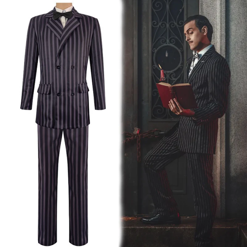 

Wednesday Gomez Addams Cosplay Costume Halloween Carnival Outfit Men Coat Shirt Pant Tie Suit Party Uniform
