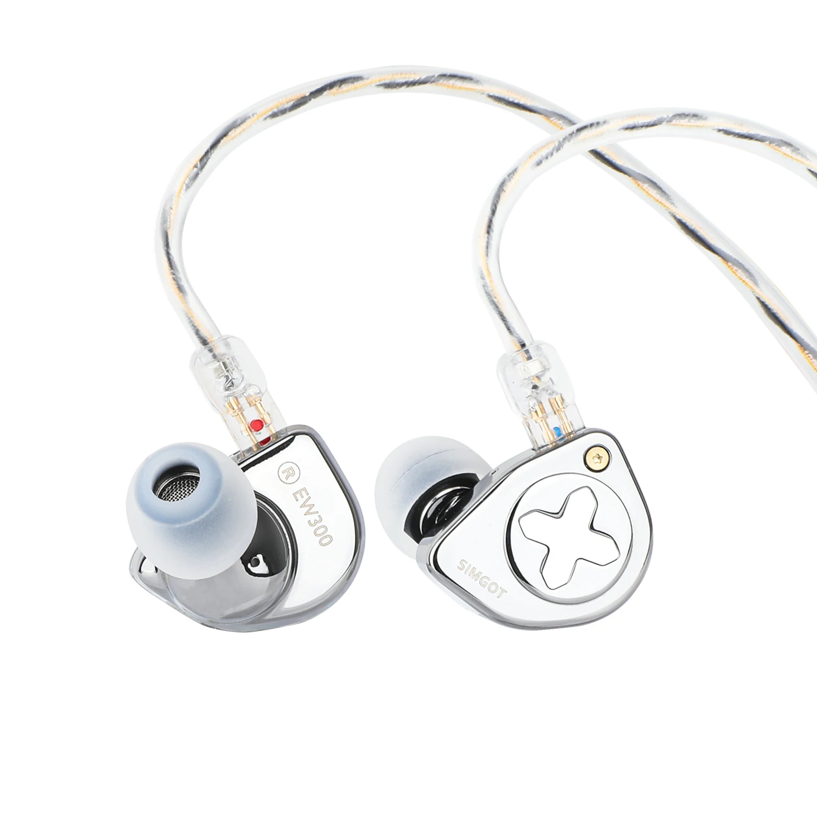 Фото SIMGOT EW300 1DD + 1planar + 1PZT Гибридный Драйвер IEM HIFI наушники со съемными насадками посеребренный кабель OFC IEM для музыкантов №3