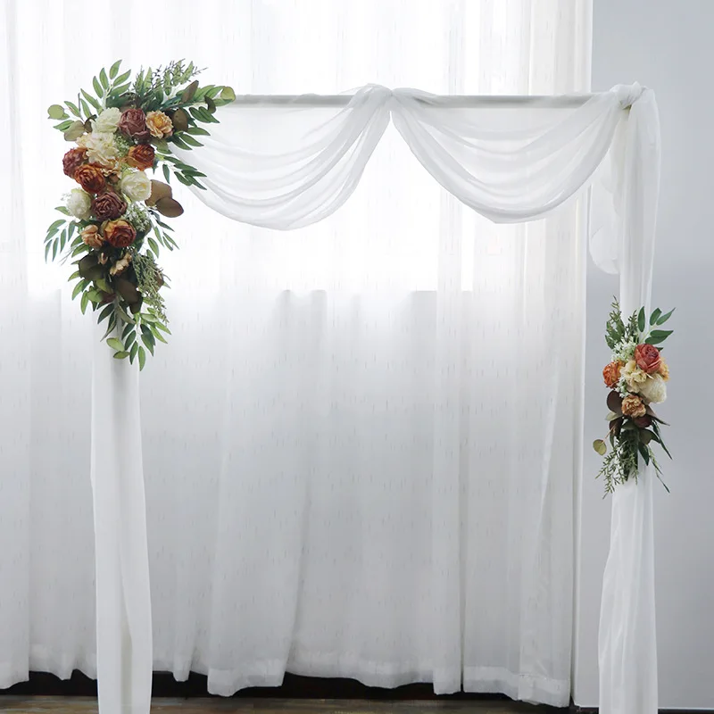 

2pcs/Lot Champagne Wedding Arch Flowers Artificial Rose Arch Props Welcome Card Sign Floral Arrangement for Backdrop Decoration