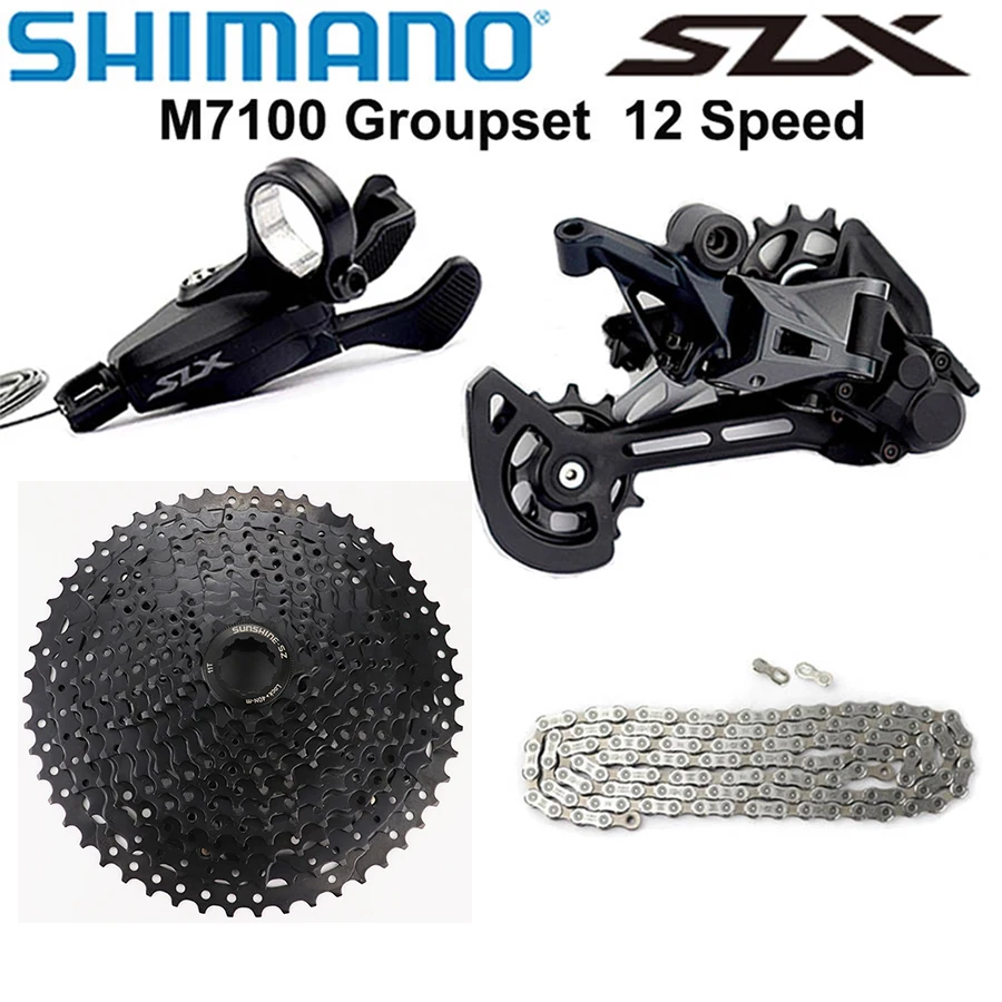 

SHIMANO SLX M7100 1x12 Speed Derailleur Groupset MTB Mountain Bike M7100 Shift Lever Rear Derailleur Sunshine Cassette 50T 52T