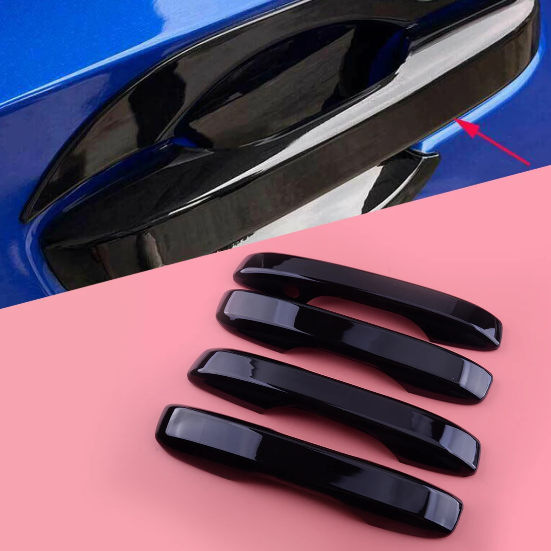 

1 Set Car Exterior Side Door Handle Cover Trim Bezel w/Keyless Entry Glossy Black ABS Fit for Honda Civic 11th 2022
