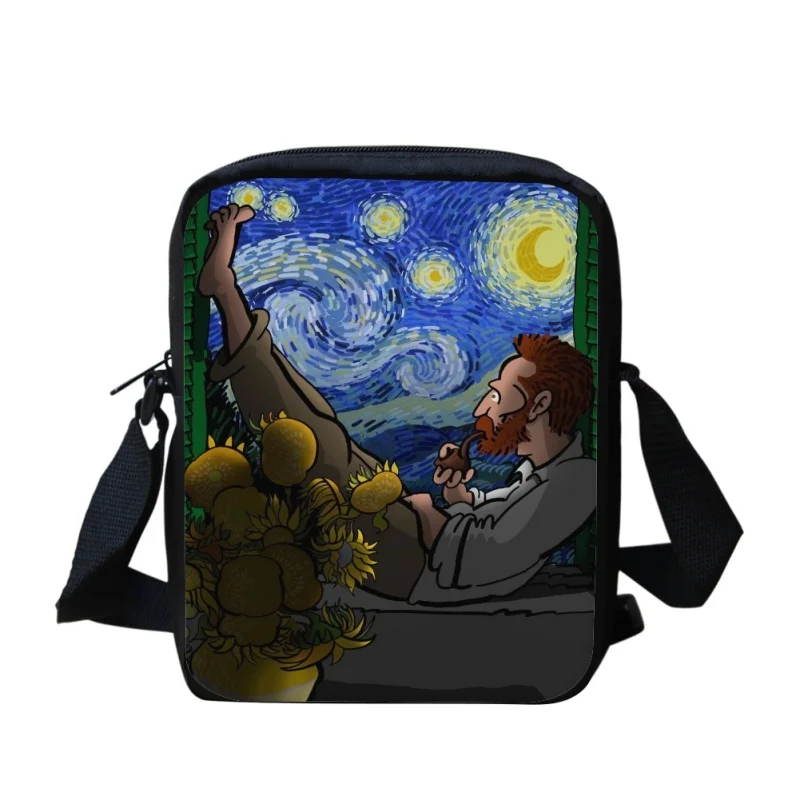 Van Gogh Print Messenger Bags Designer Mini Shoulder Bag for Students Casual Ladies Cross-body Bag Satchel Handbag