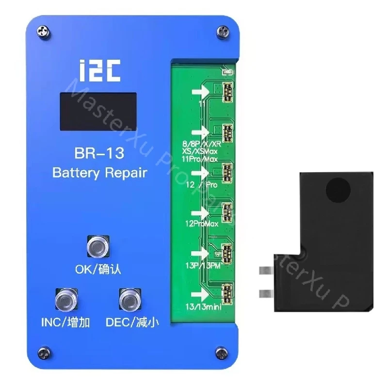 i2c BR 13 Battery Programmer For iPhone 13 12 11 Pro Max Tag On Board Flex Cable Encryption Error Health Correction Cycle Reset