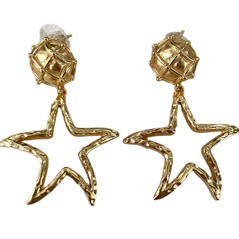 

Европейские и американские Подвески в виде пятиконечной звезды, элегантные женские универсальные серьги из латуни с гальваническим покрыт...