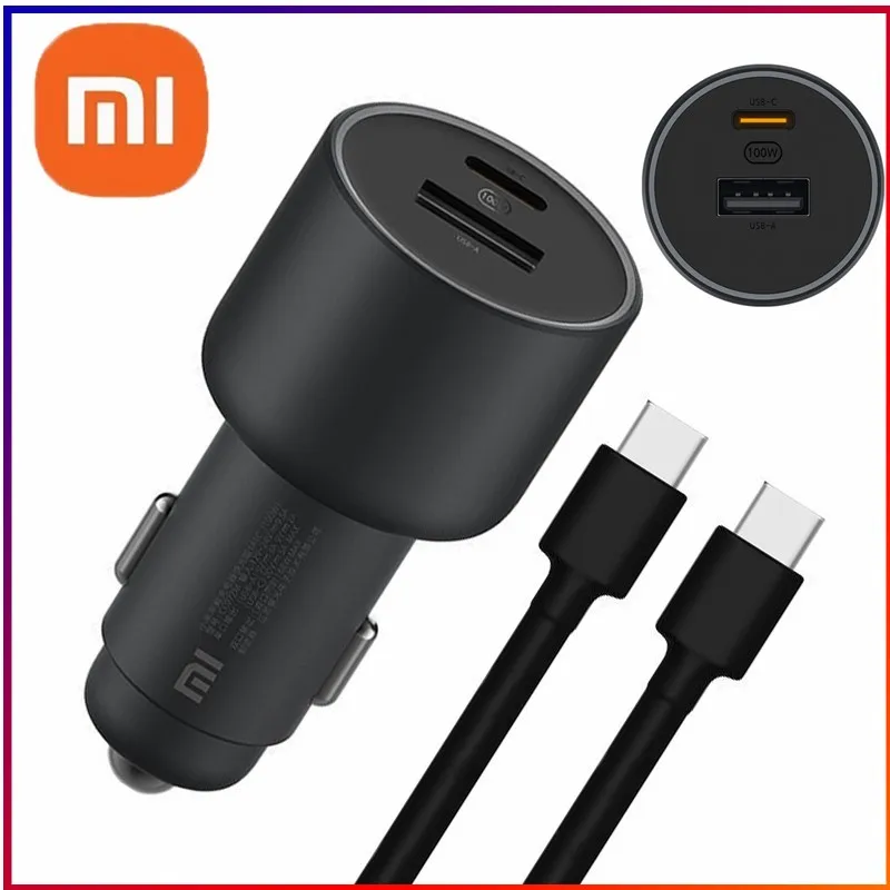 

Оригинальное автомобильное зарядное устройство Xiaomi 100 Вт с двумя Usb-портами, быстрая зарядка, турбо автомобильное зарядное устройство для ...