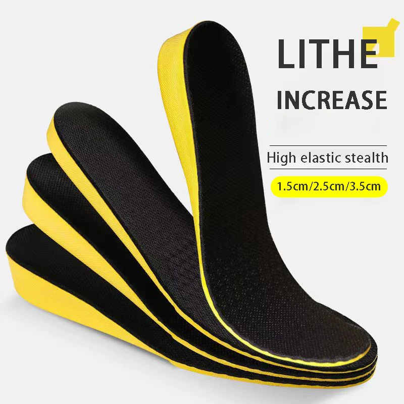 1.5-3.5cm Height Increase Insoles Comfortable Breathable Shock Absorption Boost Shoes Pads Soft Orthopedic Insole for Men Women