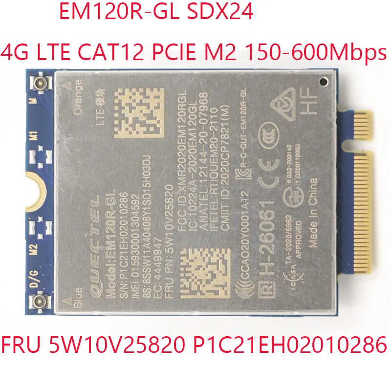 Quectel EM120R-GL CAT12 4G LTE M2 150-600 Мбит/с SDX24 для Thinkpad L14 Gen 2 2021 20X1 20X2 20X5 20X6 5W10V25820 P1C21EH 02010286