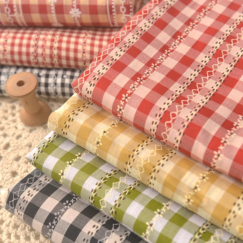 140 см х 50 см, Полиэстер, Хлопок, маленький цветок, небольшая сетчатая пряжа, окрашенная ткань, оригинальная рубашка, топ, платье, «сделай сам», ткань для шитья одежды