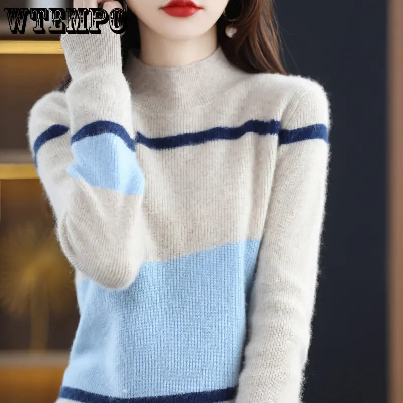

WTEMPO Turtleneck Women Sweaters Autumn Winter Tops Slim Pullover Basic Bottoming Shirt Knitted Sweater Jumper Soft Warm Pull