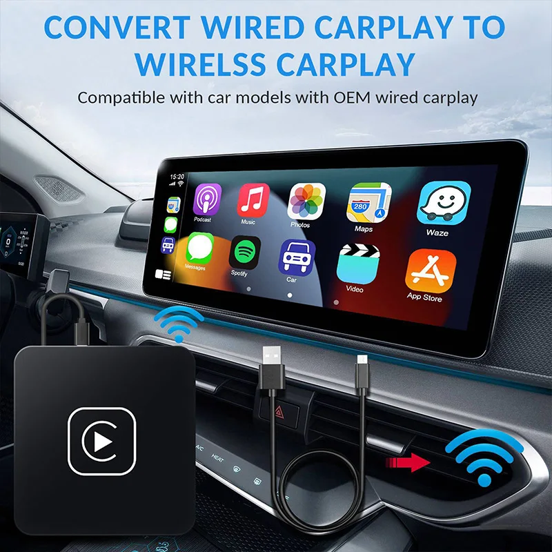 

Mini Carplay Box Wireless for Toyota Mazda Nissan Camry Suzuki Subaru Tesla Citroen Audi Mercedes Kia Bluetooth V5.0