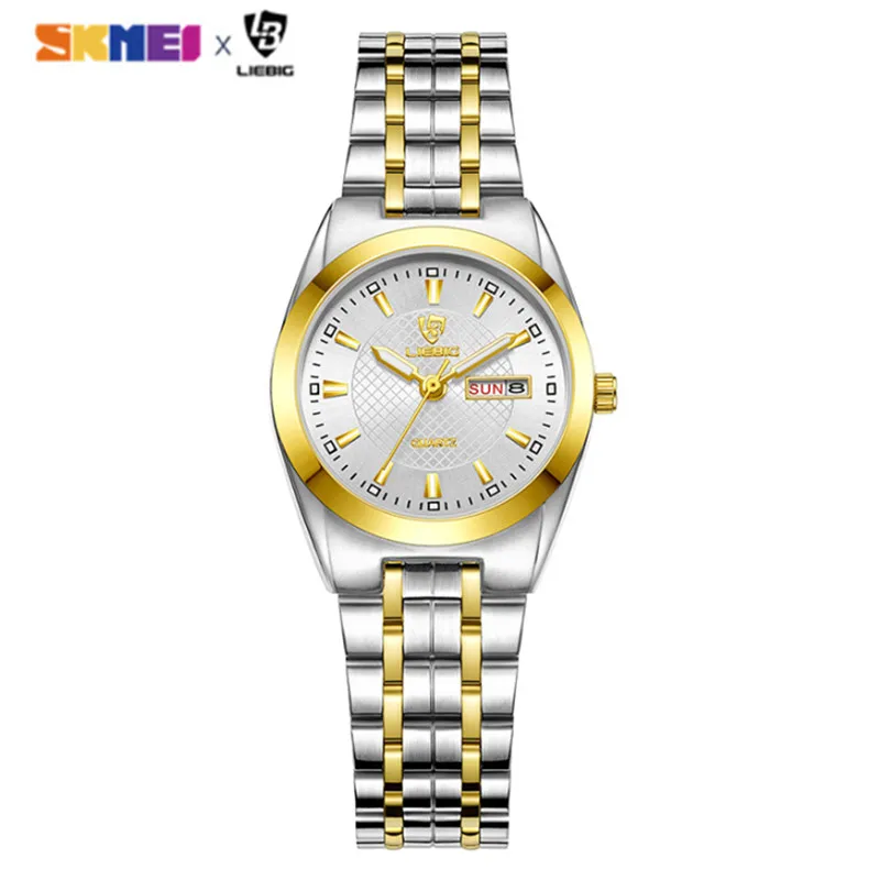

New Women's Watch Quartz Top Brand Fashion Stainless Steel Gold Time Date Waterproof Wristwatch Ladies Clock Relogio Feminino