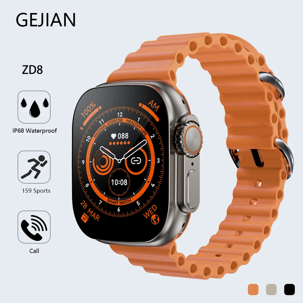 GEJIAN Smart Watch 8 Ultra 49mm NFC Smartwatch Men Women Bluetooth Calls IP68 Waterproof Sports Fitness Bracelet For Android IOS