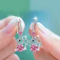 womens earrings animal pink earrings copper inlaid zircon pendants long earrings womens jewelry accessories wholesale