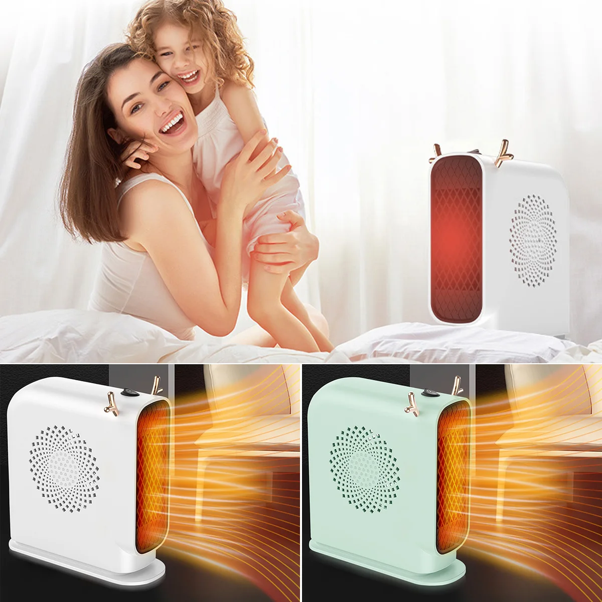 

Space Heater Fan Heater Reusable Portable Electric Heater 500W Small Desktop Heater Mute Personal Heater Fast Heating Room