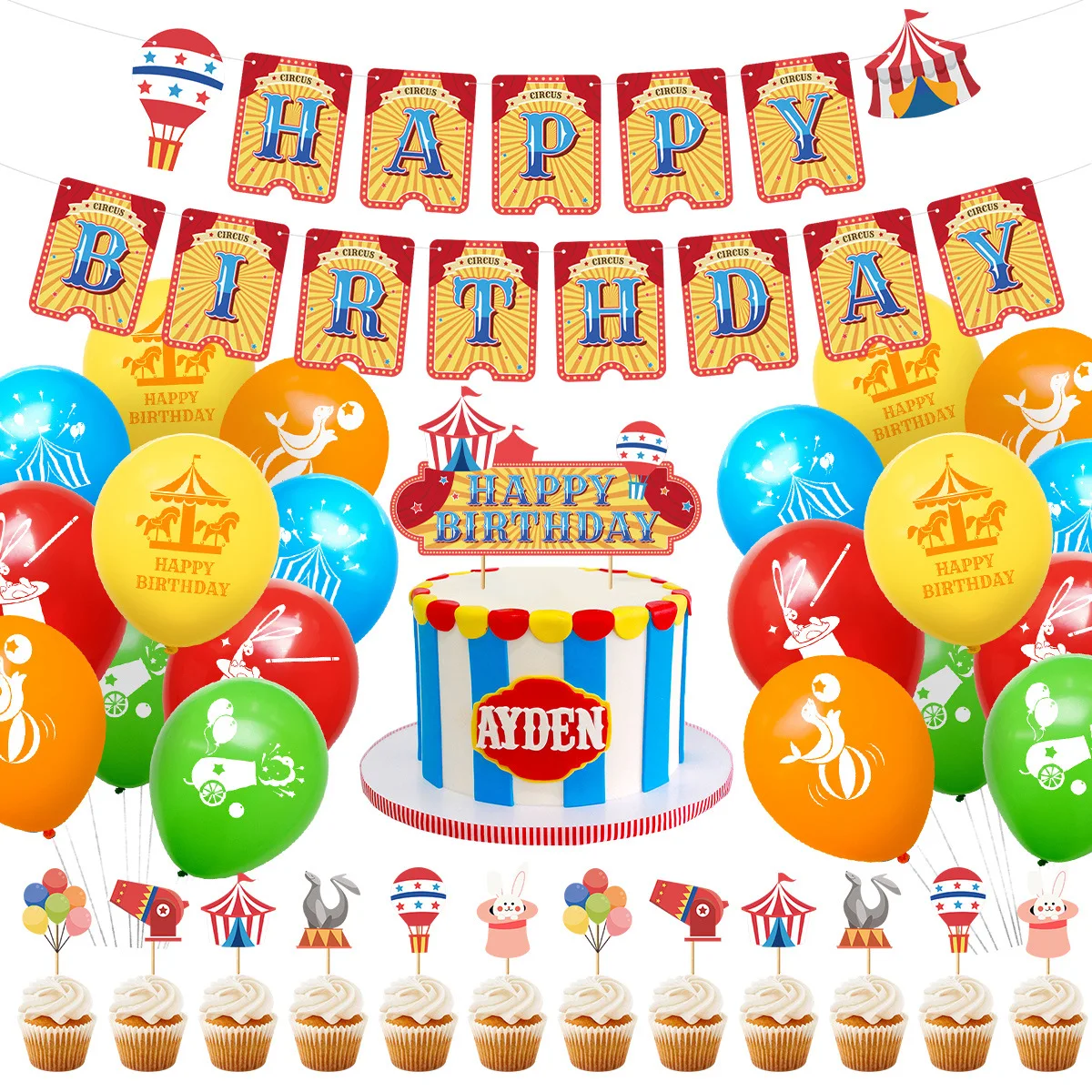 

Cheereveal Circus Theme Birthday Decoration Colorful Balloons Arch Kit Banner Cake Topper for Boys Girls Birthday Party Supplies