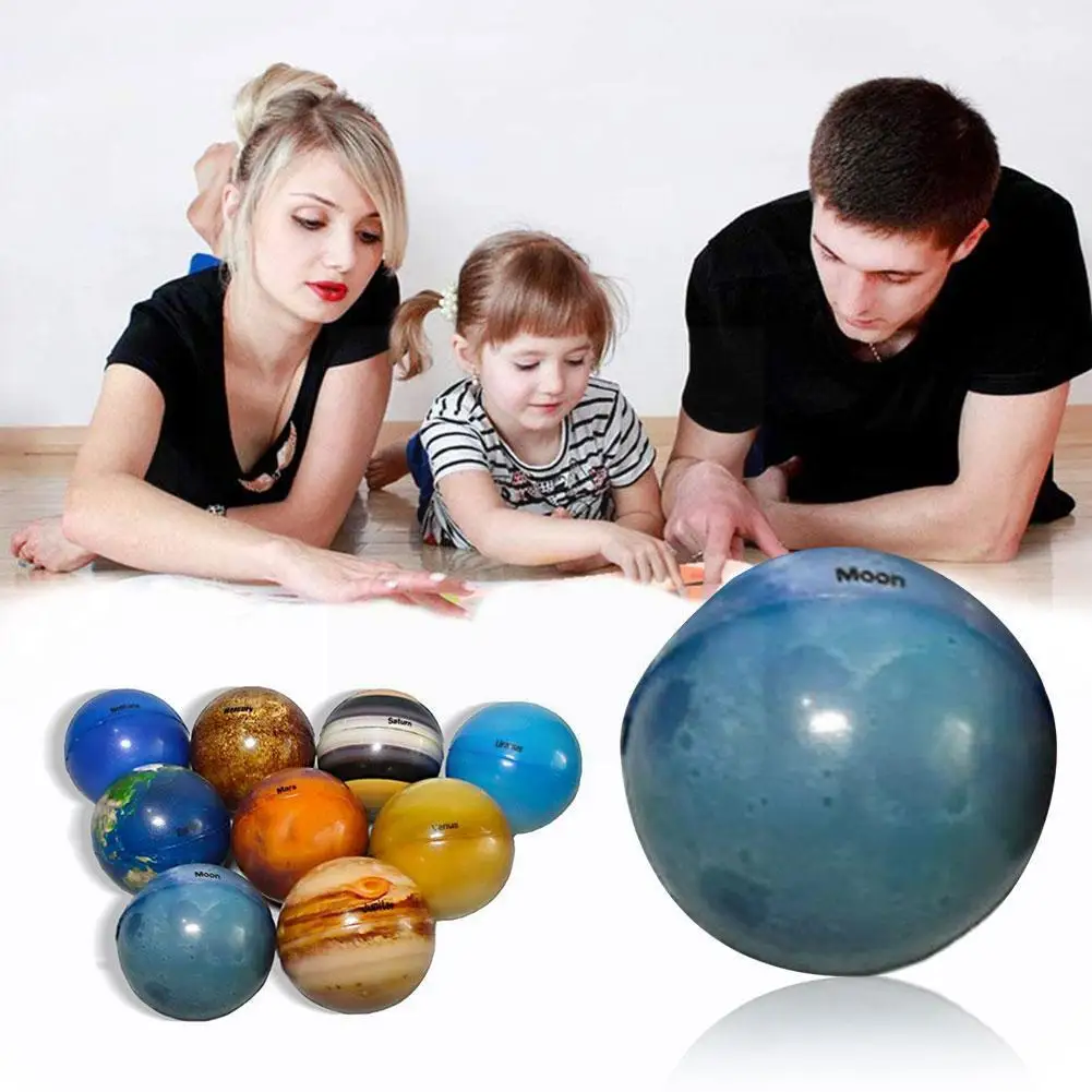 

6.3cm Eight Planets Moon Star Ball Toy Colorful Bouncy Printing Educational Elastic Toy Children Sponge Ball Star Gift F1i5