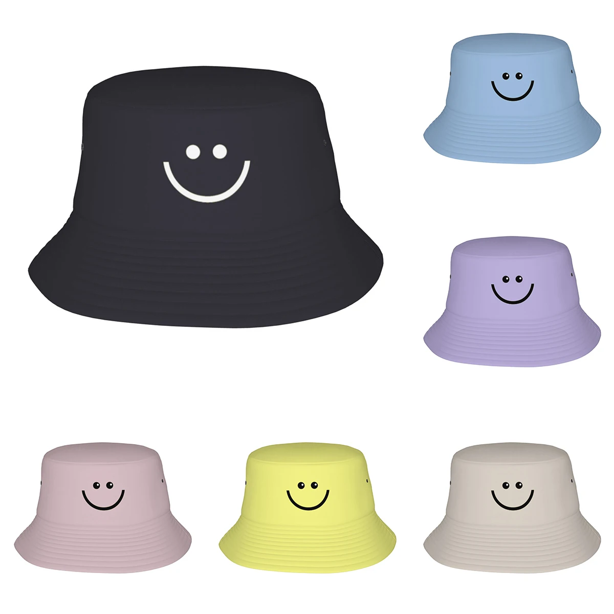 Smile Face Unisex Bucket Hat Beach Sun Hat Aesthetic Fishing Hat for Men Women Teens
