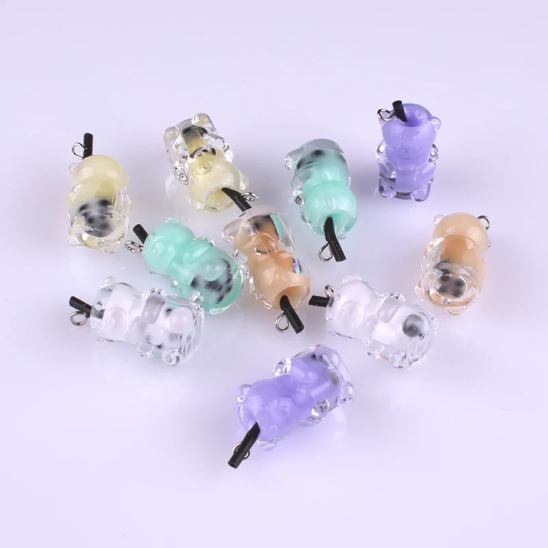 

10PCS 3D Bear Resin Pendant Charm Cobachon Embellishments Jewelry Handmade Craft Accessories DIY