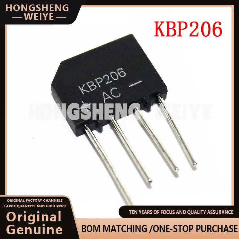 Новинка 100%, 10 шт./лот, оригинальный новый Выпрямитель KBP206 KBP206G ZIP Bridge, 2 А, 600 В, оптовая продажа, электронный